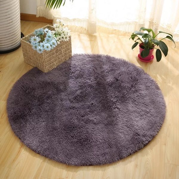 

round carpet solid color faux fur white plush fluffy for living room bedroom large modern round rug home decorative mat tapete