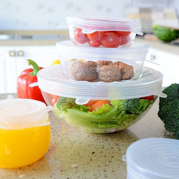 

silicone stretch lids 12pcs silicone lids, reusable durable eco-friendly stretch covers to fit various sizes shapes of container