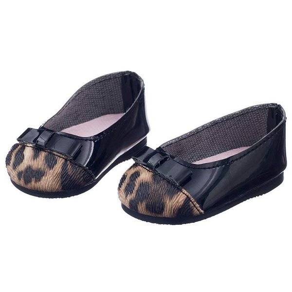 

dolly ballerinas leopard shoes for dolls 18 inch, Black