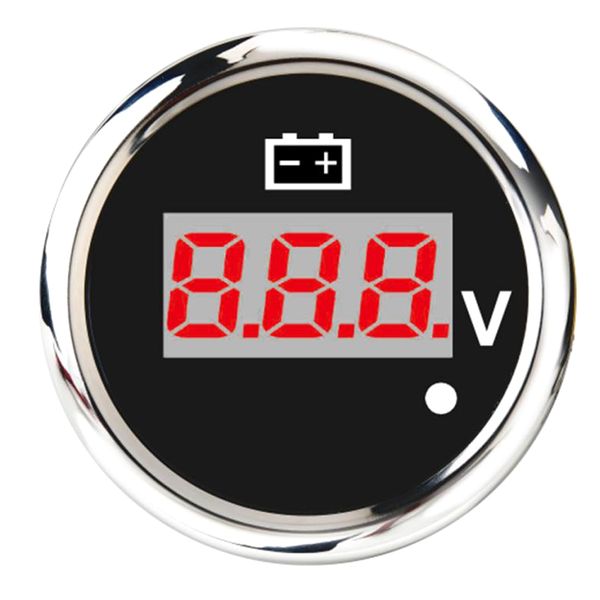 

2'' 52mm waterproof voltage meter red led for dc 12v-24v car motorcycle auto truck - black dial