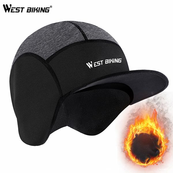 

west biking cycling bike headband cap winter outdoor sports fishing skiing ear warmer thermal hat helmet liner mtb bicycle caps, Black