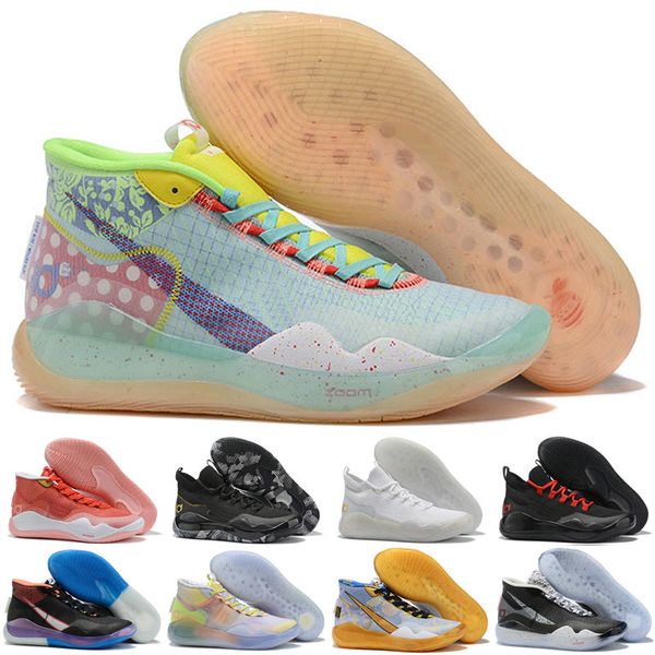 

boys kids kevin durant kd 12 12s men kd12 xii trainers zoom youth girls women basketball shoes elite sport sneakers, Black