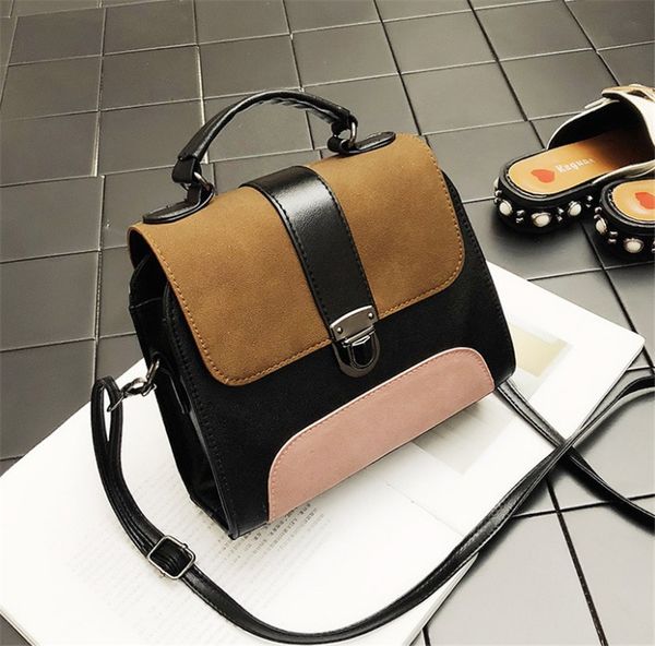 

3colors new female small square bag retro simple hand shoulder crossbody contrast color ph-cfy20061023