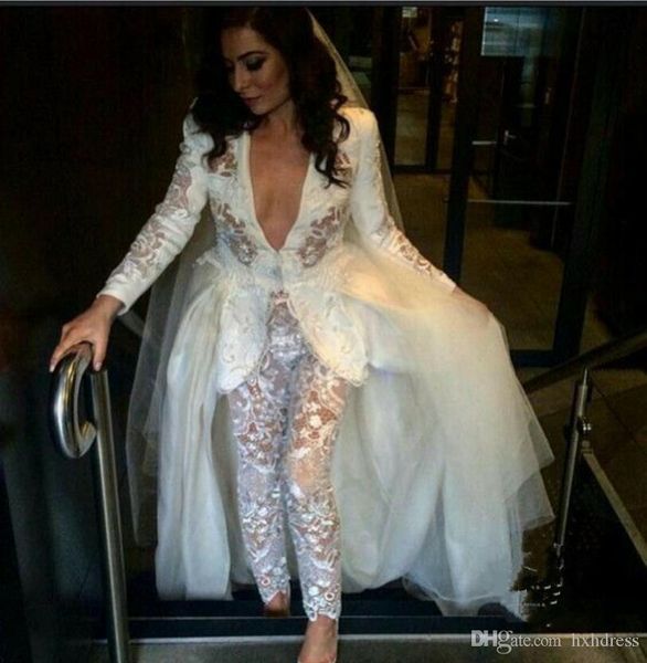 

evening dresses long dress kim kardashi sheath jumpsuit v- neck white lace with trail long sleeve evening dresses, Black;red