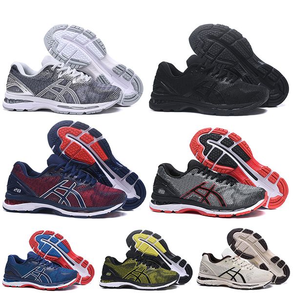 

qulity gel-nimbus 20 sp brand mens running shoes silver triple black blue dark red grey yellow mens trainers sports sneakers 40.5-45, White;red