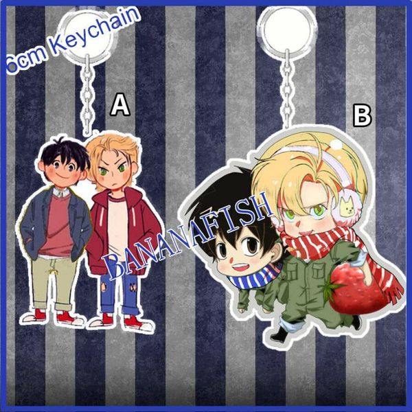 

acrylic keychain strap anime banana fish ash lynx couples keyring 2-sided 6cm, Silver