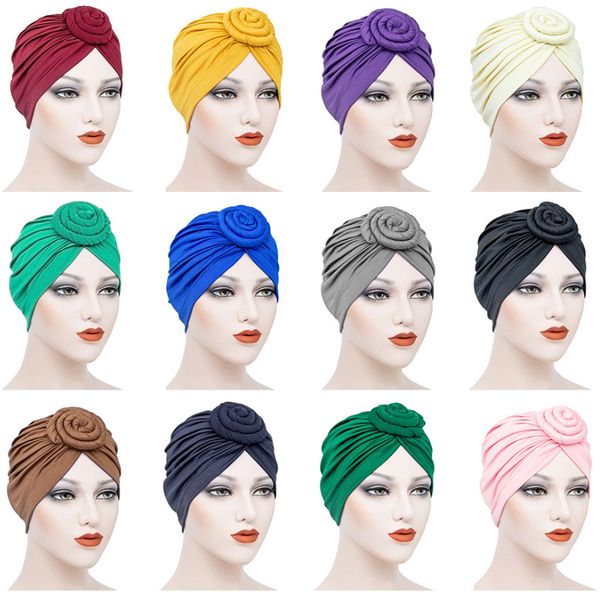 

cute solid color knot turban hat stretch caps hair care beanie for women girl fashion accessories, Blue;gray