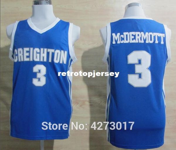 

mens #3 doug mcdermott creighton bluejays college basketball jersey embroidery stitched s-xxl ncaa, Black;blue