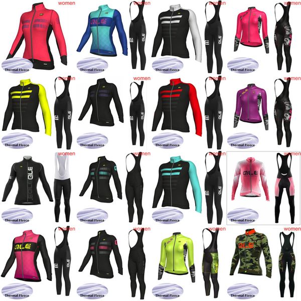 

2019 команда ALE езда на велосипеде зима тепловой флис джерси брюки-нагрудники компл