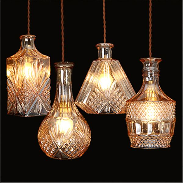 

pendant lamps coffee restaurant bar 110v 220v ul ce certified e27 style led glass bottle chandelier