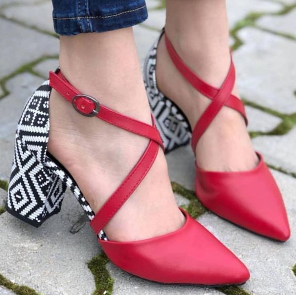 

mst-041 red leather rugs 2019 34-42 fashion colorful square heel round toe shoes new elegant women's pumps, Black