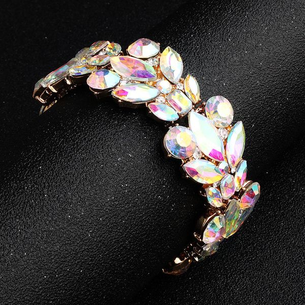 

slbridal golden trendy charm marquise ab crystal rhinestones fashion women bracelet girl bracelet bridal wedding bracelet bangle, Golden;silver