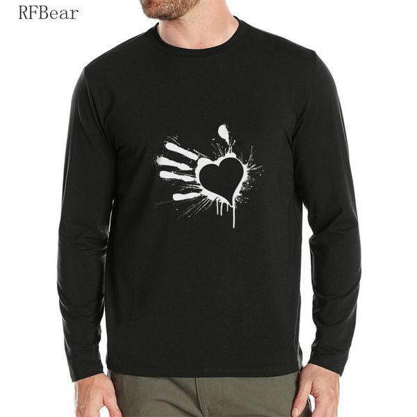 

Rfbear Brand Man Fashion T Shirt 2016 New Autumn And Winter Cotton T -Shirt Long Sleeved O -Neck Casual Printing Loving Fingers