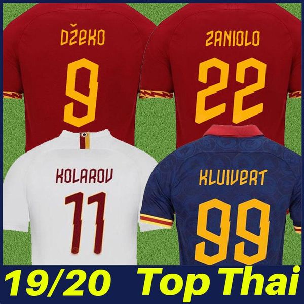 

19/20 pellegrini perotti dzeko soccer jersey roma 2019 red home pastore zaniolo kolarov kluivert football shirts uniform fans camisa roma, Black;yellow