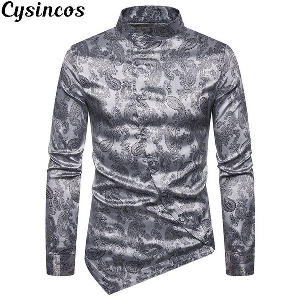 

cysincos 2019 sell men shirt men's shirt new fashion men social business tuxedo long sleeve casual dress shirts asian size, White;black