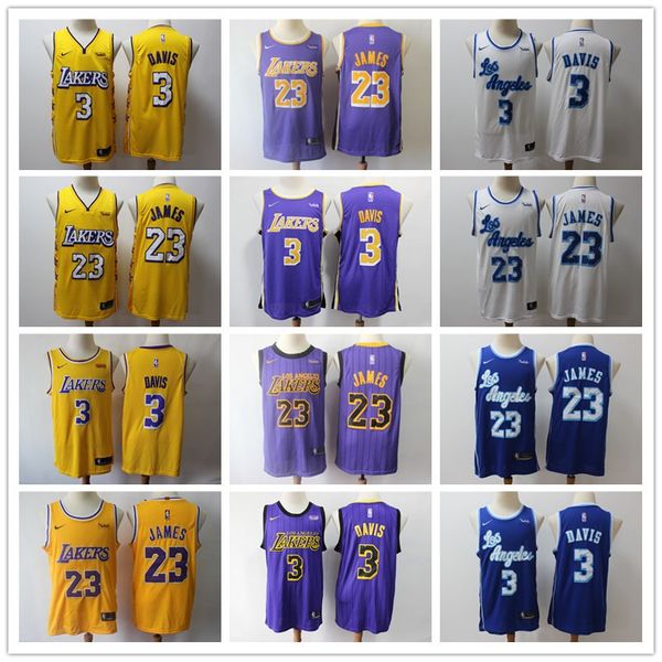 

2020 mens los angeles lakers throwback jersey lebron 23 james 3 anthony davis basketball shorts basketball jerseys purple yellow black, Black;red