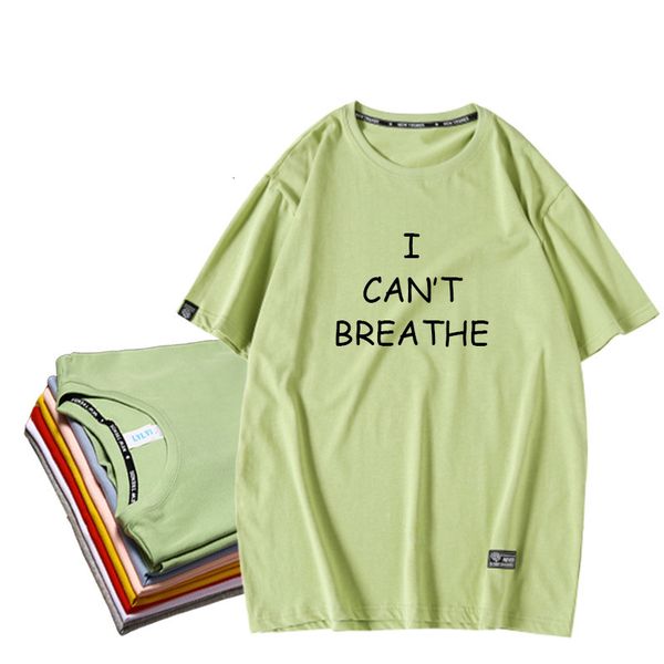 

men's and women's short sleeves i cancan't breathe letter printed t-shirt, Gray;blue