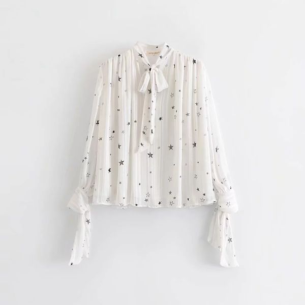 

hchenli brand 2019 women star printing shirt white black blouse wholesale