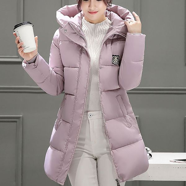 

2017 women solid fashion korean silm coats ladies autumn winter warm casual thicker solid hoodie down lammy jacket coat overcoat, Black