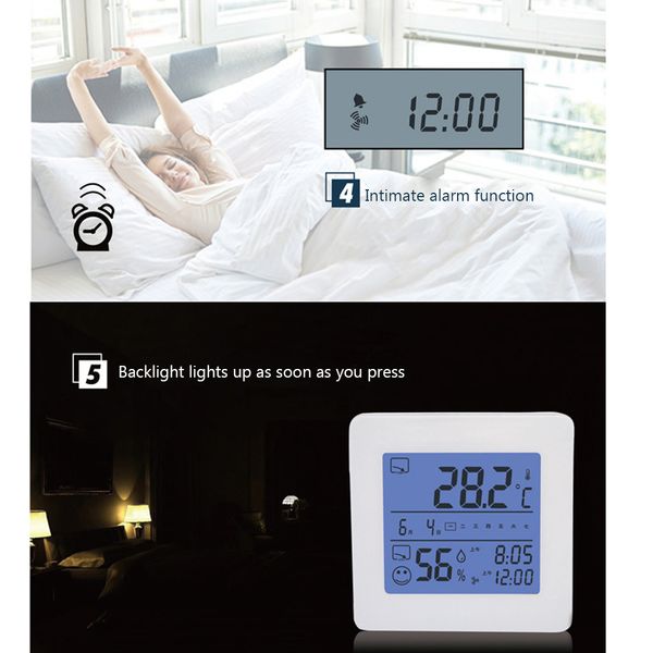 

lcd digital alarm clock electronic smart clock desk display hygrometer temperature & calendar function alarm