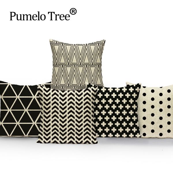 

abstract geometry 45*45 cm decorative throw pillow cover black white diamond cushion cover pillow case for sofa capa de almofada