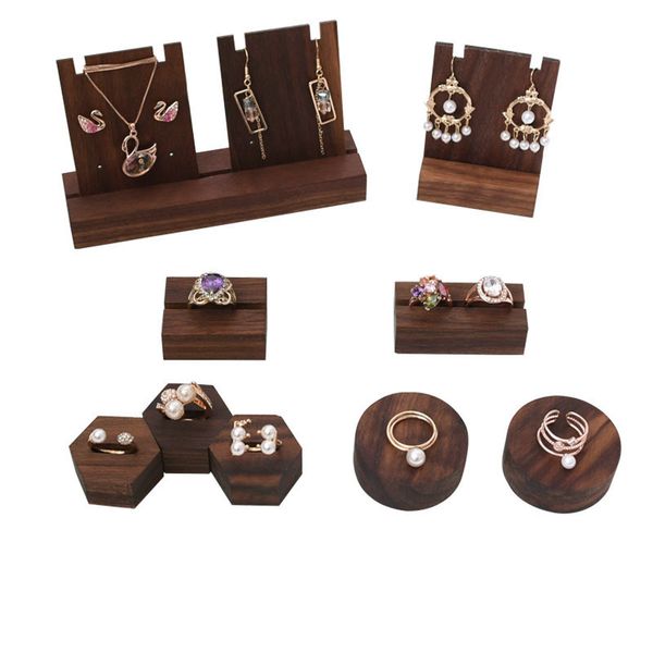 

[ddisplay]black walnut round rings jewelry display tray rustic personalized bracelet display holder wooden pegboard earrings display stand