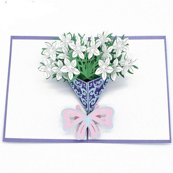 

a bouquet of gardenia flowers 3d pop up card birthday gift with envelope sticker laser cut invitation greeting card postcard