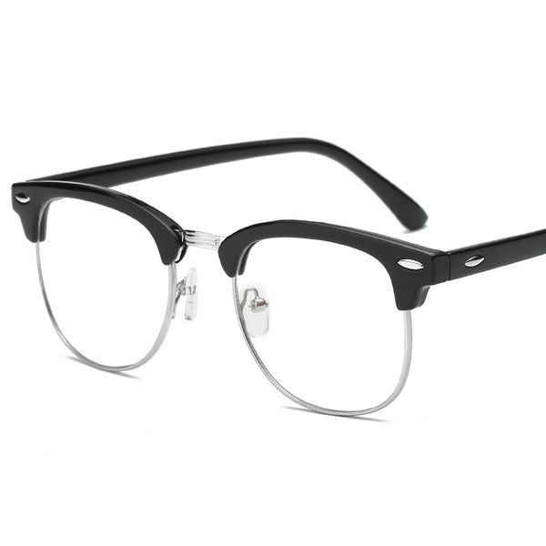

glasses fixing device plain transparent plastic alloy half-frame anti-blueray ultraviolet ray china, White;black