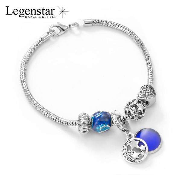 

legenstar blue bead charms silver color bracelets & bangles for womem diy fashion jewelry original bracelet moon star pulsera, Golden;silver
