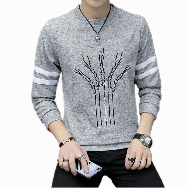 

nice sweaters men fashion wheat ears vogueo-neck slim cotton knit quality mens sweaters and pullovers men clothing, White;black