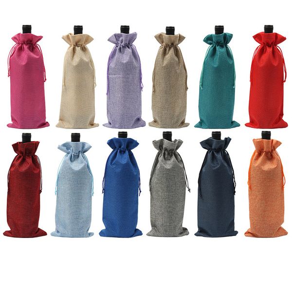 

burlap бутылки вина сумки шампанского бутылки вина крышки подарочная сумка упаковочная сумка свадьбы праздничные рождественские украшения 15