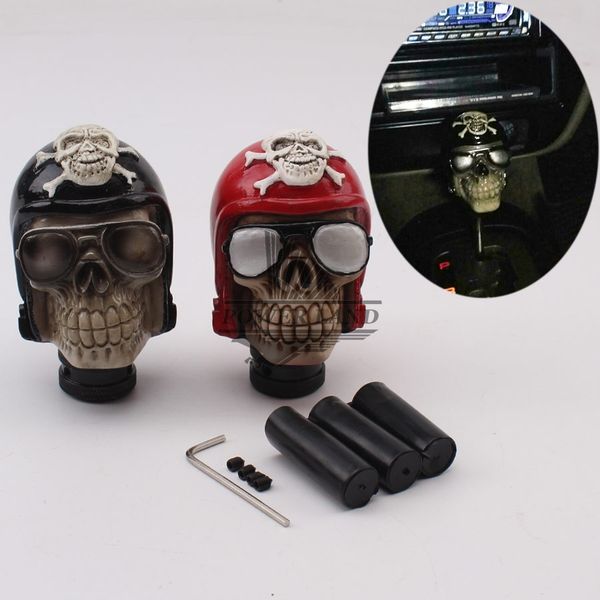 

red/black car vehicle sunglass skull style car gear knob handles gear shift knob manual shifter shift lever handbrake cover