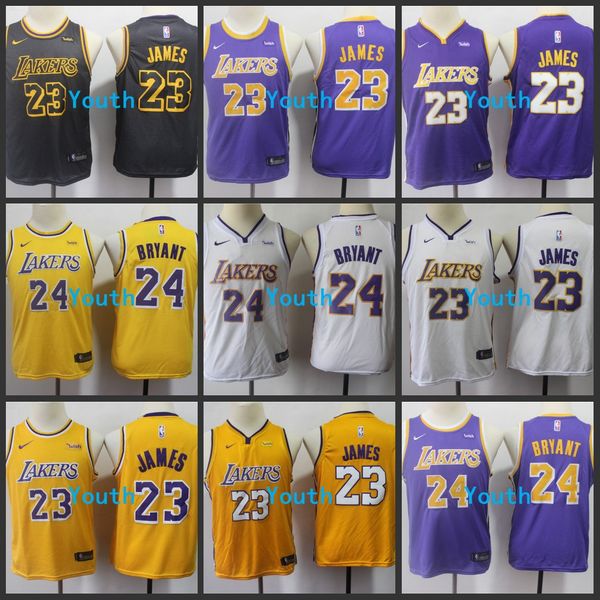 

2020 Лос-Анджелес Лейкерс НБА молодежи Swingman Леброн Джеймс дети 24 Коби Брайант баскетбол Джерси мальчиков