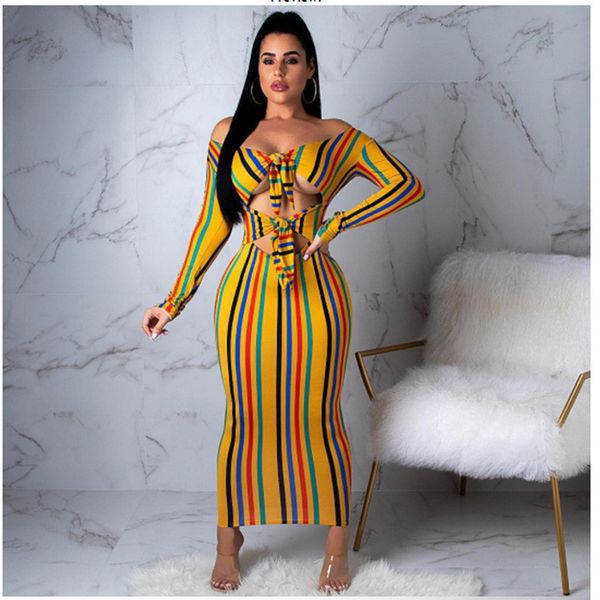 

color striped women dresses off-the-shoulder hollow out club slim long sleeved strapless bodycon dresses fashion women party dresses, White;black