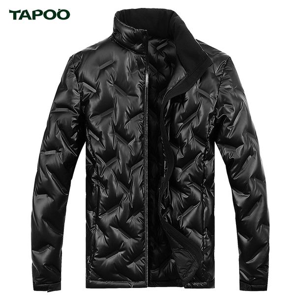 

tapoo mens winter jackets men's clothing windbreaker sportswear 90% white duck down casual outerwear windproof plus size m-4xl, Black