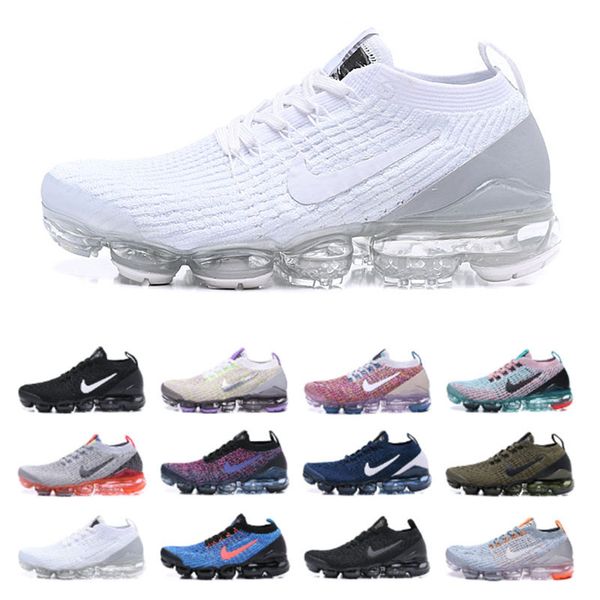 

air vapormax shoes fly 3.0 men women running shoes triple black white pure platinum knit 3s men jogging designer