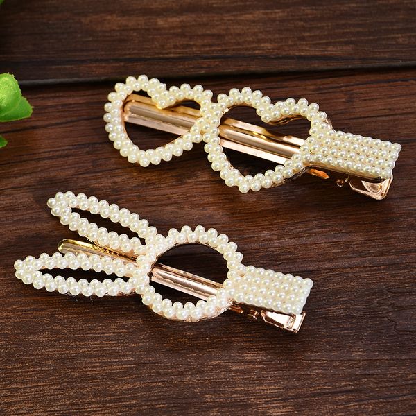 

2019 new fashion korea pearl barrettes for women ladies elegant jewelry hairgrips valentine's day hair pins hair accessories, Golden;white