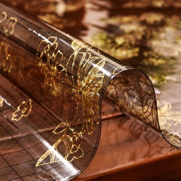 

7 sizes waterproof tablecloths quality pvc golden printed table cloth mat rectangular desk dustproof cover dining decor 1pc