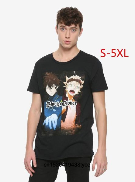 

black clover asta yuno split portrait t-shirt, White;black