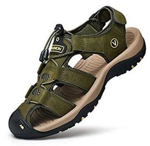 

masculina sandalias hombre сандалии мужчины натуральная кожа сандалии мужчины закрытый носок повседневная обувь большой размер обуви 46 47 4, Black