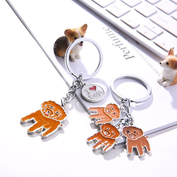 

2020 new arrivals pet dog keychain cute animal teddy key ring bag charm couple lover keychain lovely car keyring diy accessories, Silver