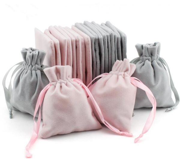 

velvet jewelry gift bags with cord drawstring dust proof jewellery cosmetic storage crafts packaging pouches for boutique retail shop, Pink;blue