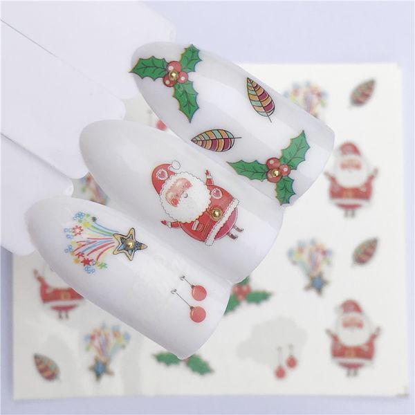 

christmas new year gift snow flower nail sticker nail art watermark decorations tips water tattoos, Black