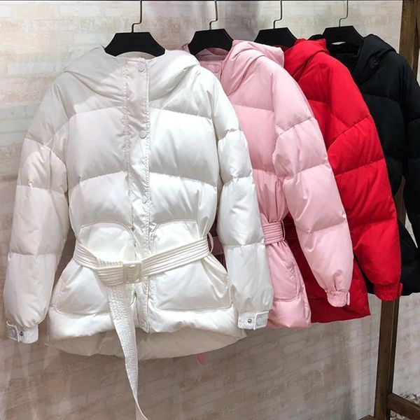 

2019 new winter women coat white duck down jacket overcoat jacket korean thickening slim female hooded down coat outwear, Black