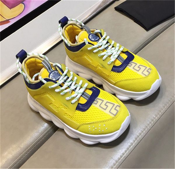 

Wholesale U4Versace Chain Reaction 2 Chainz Tan Men Women Casual Shoes Authentic 2019 New Genuine Leather Chain Reaction Casual Shoes