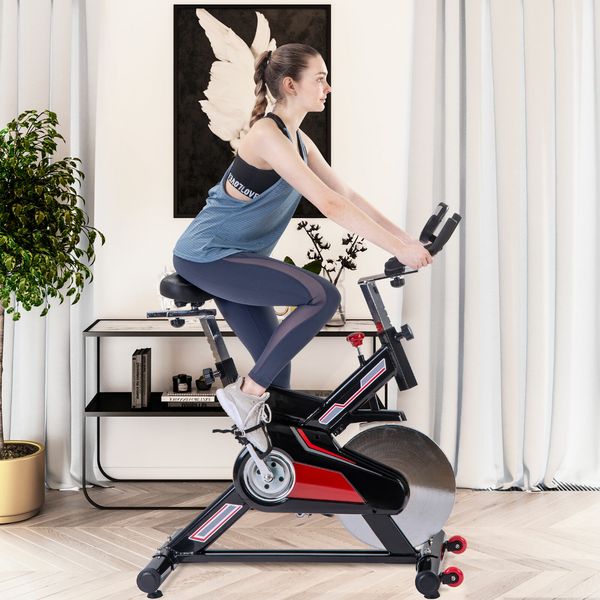 

new indoor cycling exercise bike lcd monitor belt drive stationary bicycle w/cushion