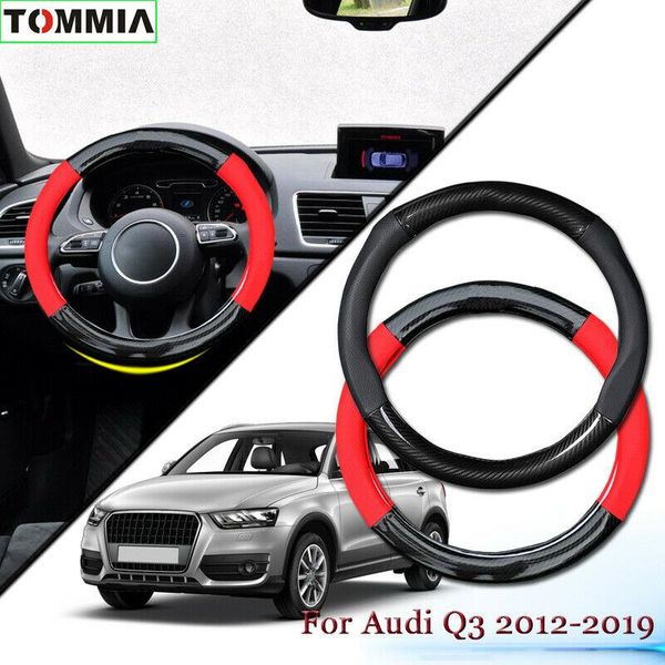 

anti-slip carbon fiber leather car steering wheel cover for audi q3 2012-2019