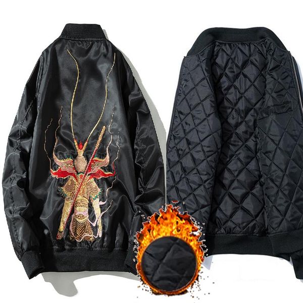 

autumn fashion mens pilot jackets ma1 embroidery tiger/lion pattern outwear winter thicken cotton warm bomber coat mens designer, Black;brown