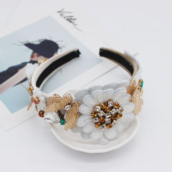 

butterflies headdress baroque woman headband crystal hair accessories headdress bride bridal tiara rhinestone women hairband, Golden;white