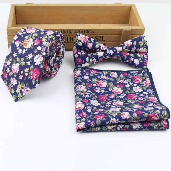 

2018 new style mens designer skinny flower rose paisley pocket square handkerchief butterfly bow tie ties set lots, Black;blue